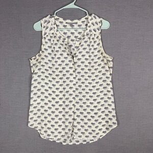 Daniel Rainn Womens Medium White Heart Print Sleeveless Blouse Top D15074P11